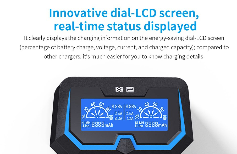 Xtar X2 Ansicht Display