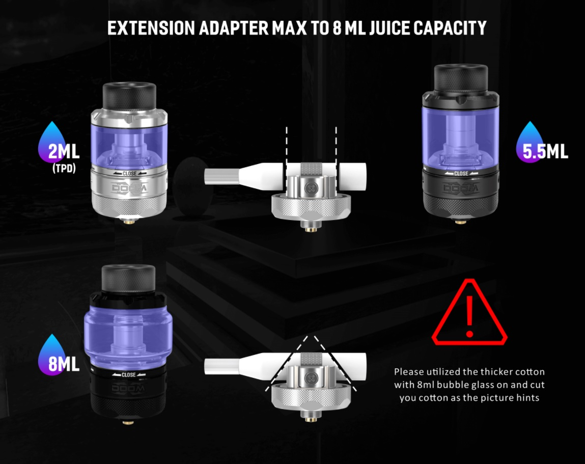 Damn Vape Doom X RTA Ansicht Tankvolumen