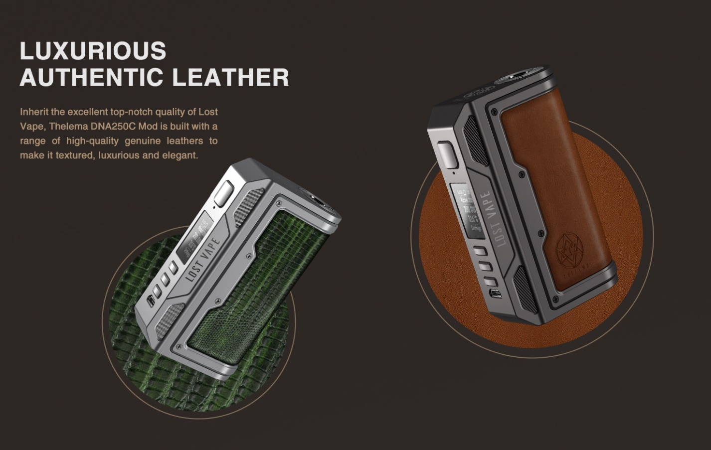 Lost Vape Thelema DNA250C Mod Leder an Akkudeckel